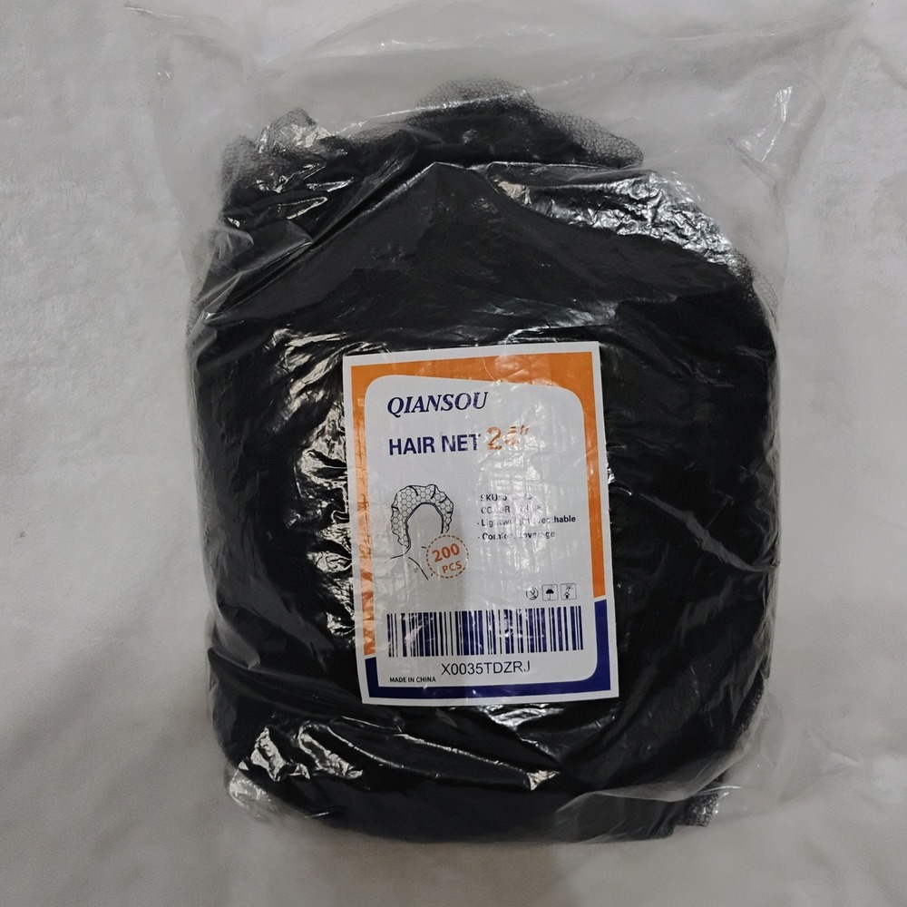 Qiansou 200 Pcs Black Hair Net 24 Inch Disposable Caps JY231B Bulk Pack